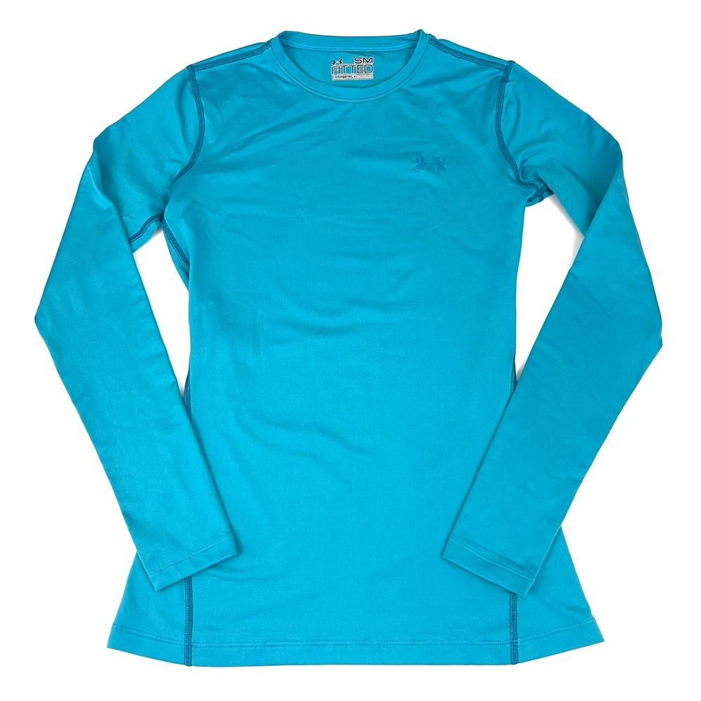 Under Armour Cold Gear Fitted Long Sleeve Teal Blue Top